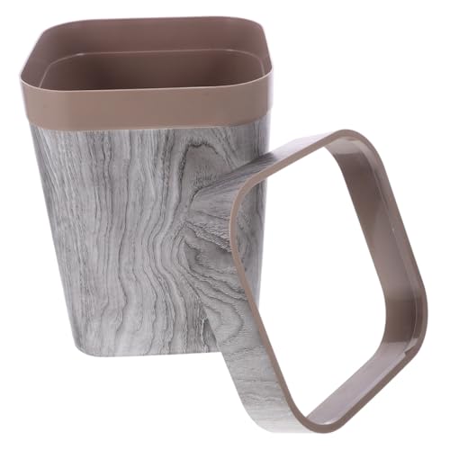 Tofficu Garbage Container Plastic Wood Grain Kitchen Trash Can Bathroom Home Use