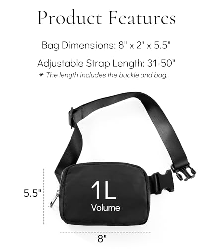 fanny pack crossbody bag trendy waterproof small sling cross body purse for women men fashion waist packs mini belt pouch chest bum hip bag lulu dupes for travel vacation running black