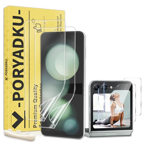 WILLONE Protection écran pour Samsung Galaxy Z Flip 5, Protections l'intérieur Souple 2 Pièces + Avant Verre Trempé Protection Écran 2 Pièces, 9H...