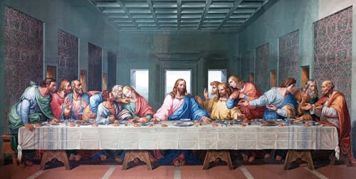 Image of Last Supper Painting Without Frame | Reproduction of Last Supper wall Decor | Canvas Painting of Jesus on 400GSM Museum Grade Cotton Canvas, [Size Options - 47.5 by 24 & 36 by 18 inches]