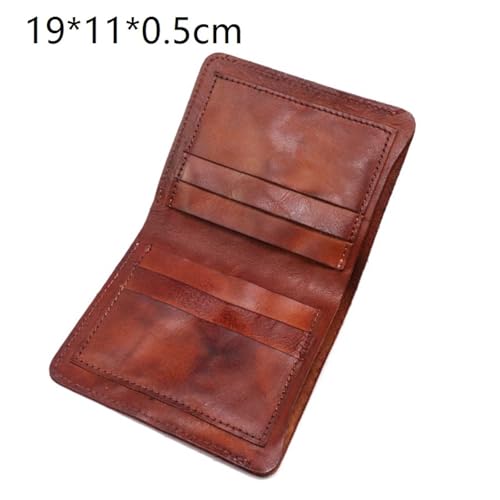 Fashion Wallet with Multiple Card Slots, Vegetable Tanned Leather Wallet, Wrinkled Retro Vertical Mini Wallet(Black)2