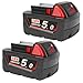 Powarobor Pack of 2 M18B5 18 V 5,0 Ah batería de Repuesto para Milwaukee 18 Volt baterías 48-11-1850, Compatible con Herramientas de batería Milwaukee de 18 V 48-11-1860 48-11-1862