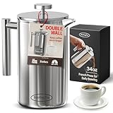 SterlingPro Double Wall Stainless Steel French Coffee Press, 1 Liter