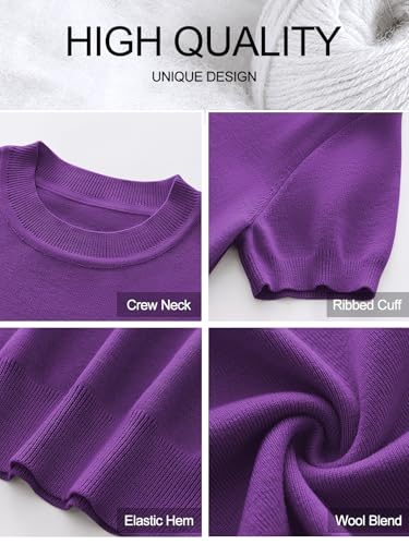 Image of ANRABESS Womens Short Sleeve Sweaters Wool Blend Crew Neck Sweater Shirts Business Casual Work Tops 2026 Summer Outfits