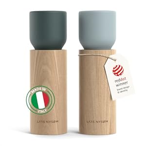 LARS NYSØM Set Macina Sale e Pepe in Legno Manuale – Macina Spezie con Macina in Ceramica Regolabile – Eleganti Macina Pepe e Sale in Legno di Faggio per Cucina o Tavola (Blue)