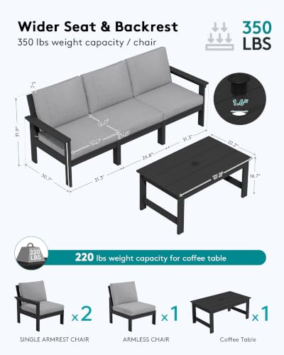 Image of SERWALL HDPE Outdoor Patio Furniture Set Outdoor Couch
