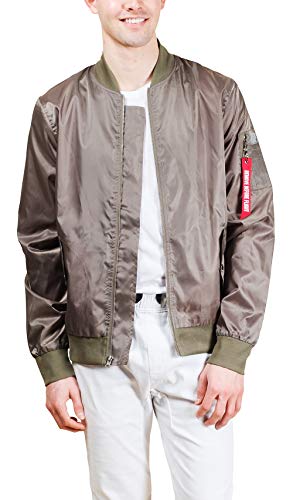 Brooklyn Athletics Men's Nylon Bomber Jacket, Olive, Medium