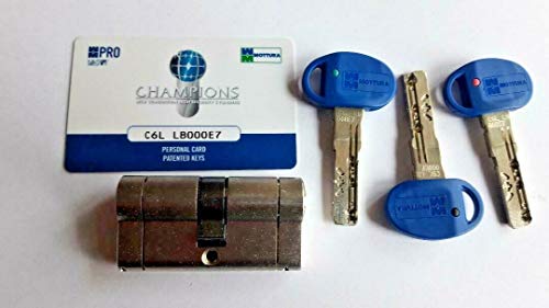 Cilindro europeo MOTTURA antigolpes Champions Pro Key/Key mm 62 longitud (mm 31/31) con 3 llaves