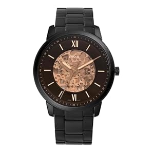 Fossil Watch for Men Neutra Automatic, Automatic Movement, 44 mm Black Stainless Steel Case with a Stainless Steel Strap, ME3183