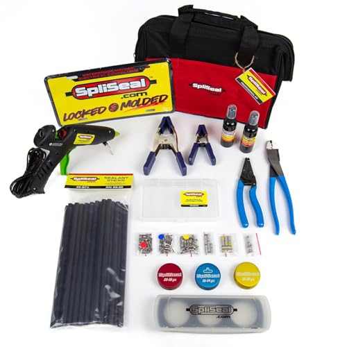 SpliSeal Professional Wiring Splice Sealing Kit, Waterproof Wire Connector System with 80W Glue Gun, Sealant Sticks, Crimper and Stripper for Automotive, Marine, Trailer, ATV/UTV Wire Repair