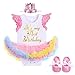 FYMNSI Neonata Ragazze È Il Mio Primo Compleanno Vestito Bambina Principessa Arcobaleno Tutu Tulle Gonna Senza Maniche in Pizzo Pagliaccetto + Corona Fascia + Scarpe 3 Pezzi Set per Festa Fotografia
