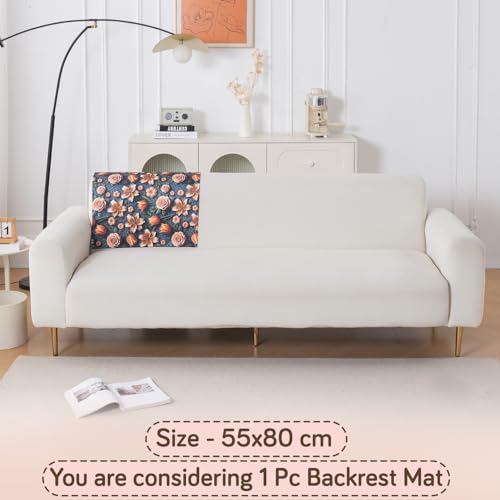 Image of HOKIPO 'Nature Muse' 1 PC Backrest Mat for Sofa Cover | Premium HD Printed Holland Velvet Mat, Nocturne Rose (IN-922-L-D2)