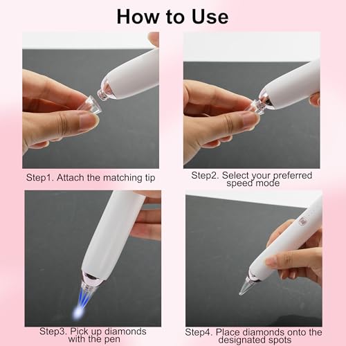 Image of Electric Diamond Painting Pen - Cordless Vacuum Pen for Diamond Art, Low-Noise & Wax-Free, 3 Adjustable Suction Modes, Rechargeable, Lightweight, Diamond Art Accessories for Adults (Rose Gold)