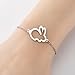 Cute Rabbit Link Chain Bracelet for Women Stainless Steel Dainty Hollow Out Bunny Charm Stackable Adjustable Thin Animal Bangle Bracelets Fashion Handmade Jewelry Birthday Easter Day Gift Wife Girlfriend Her (Silver)