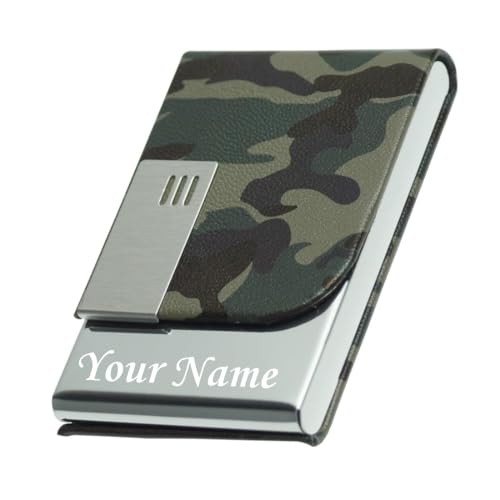Image of Customised /Personlised Name Engraved Stainless Steel Metal Unisex RFID Blocking Business Visiting Wallet Card Holder for Men & Women /Gift Your Loved Once on Any Occasion (Fozi Green)