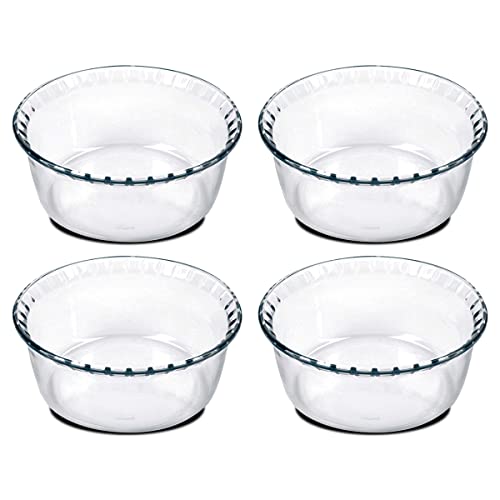 Juego de 4 Moldes redondos para Soufflé, Moldes de Vidrio Roscado, Bandeja refractaria, Molde para hornear, Plato de horno, capacidad 2.4 L - Diámetro 21.5 x Altura 9.8 cm -JUANIO-