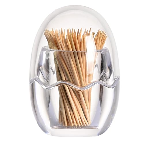 1 Articolo Porta Stuzzicadenti, Porta Stuzzicadenti in Acrilico, Scatola per Stuzzicadenti A Forma di Uovo, Scatola per Stuzzicadenti Trasparente, Adatta per Ristoranti, Bar, Feste (Trasparente)