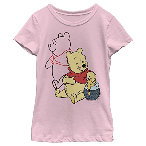 Disney Winnie Pooh Line Art Girl's Solid Crew Tee