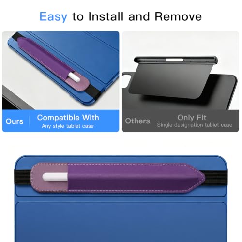Image of MoKo Pencil Case Holder Fit The Apple Pencil (Pro and USB-C and 1st and 2nd Gen), Detachable Elastic Pocket for Stylus Pen with Elastic Band Attached to iPad Case, Dark Purple
