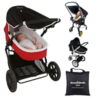 SnoozeShade Original 0-6m Pram and Buggy Sun Shade Blackout Cover Blocks 99% UV UPF 50 Baby Sleep Aid Better Than Breathable Mesh Canopy for Carrycot and Pushchair