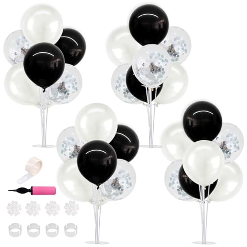 Image of TONIFUL 4 Set Black and White Balloon Stand Balloon Centerpiece for Table