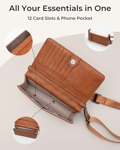 Image of Alldaily Quilted Small Crossbody Bag for Women, Wallet Purse with Card Slots & Phone Holder