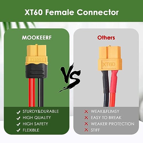 MOOKEERF Solar to XT60 Extension Cable 10AWG 30FT Solar Connector to XT60 Adapter Cable for Solar Panel to Portable Power Station Solar Generator Battery Pack