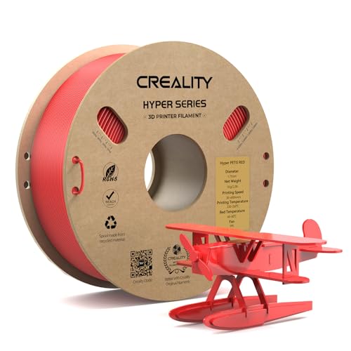 Image of CREALITY Hyper PETG Filament 1.75mm 3D Printer Filament, Up to 600mm /s High Speed Rapid PETG, 1kg (2.2lb) Neatly Wound Cardboard Spool, Dimensional Accuracy ±0.03mm, Fit for Most 3D Printers, Red