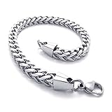 pulsera acero hombre grabada Material: Acero inoxidable SODIAL Joyeria Pulsera de hombres, acero inoxidable, Plata