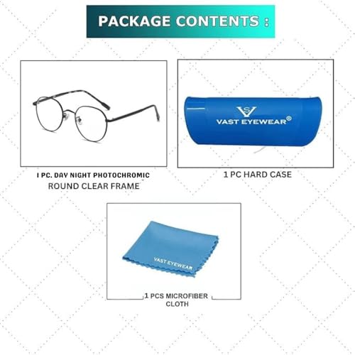 Image of Vast Photochromic Blue Cut Computer Glasses for Eye Protection | Zero Power Anti Glare & Blue Light Filter | UV Protect Specs for Men & Women| Frames| Cooling Glasses Lens