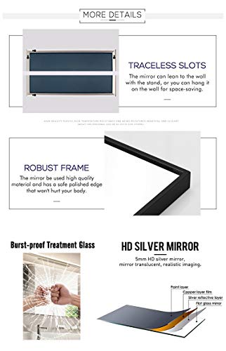 Neutype Full Length Mirror Standing Hanging Or Leaning Against Wall, Large Rectangle Bedroom Mirror Floor Mirror Dressing Mirror Wall-Mounted Mirror, Aluminum Alloy Thin Frame, Black, 65"X22" #TOP4