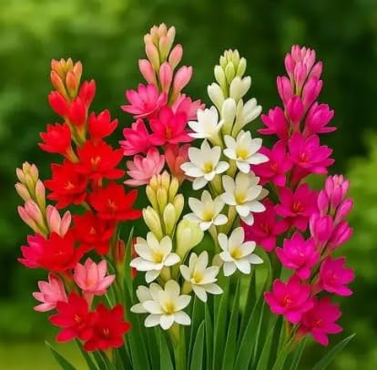 Multi Colour Tuberose Bulbs, Rajnigandha Flower Bulbs, 5 Colours, (2+2+2+2+2=10 Pieces)-image-20