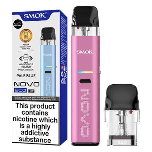 Smok Novo Eco Vape Kit [Pink] - Available in 7 colours - Type-C Fast Charge 1000mAh Battery 30W Output Adjustable Airflow - Compatible with Novo Original 2/2x SLR Pods - No Nicotine