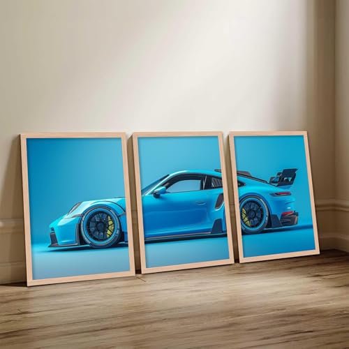 Image of TASVEE Car wall posters | set of 3 wall frames | posters for wall | Wall Decoration for Bedroom, Living Room & Office | Best Gift for Boys & Car Lovers (A8, MEDIUM 10X13, Framed)