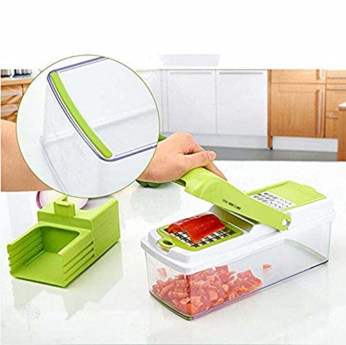 Cuisine Multifonction Couper les Legumes,InnovTec Coupe-Légumes Multi Fonctionnel pour Ménage Blanc et Vert,Pomme de Terre Déchiqueteuse Râpe Râpe...