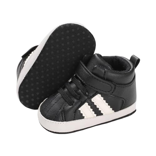 Babelvit Infant Baby Boys Girls Sneakers Newborn PU Leather Soft Non Slip Sole Hook Loop Casual High Top Crib Shoes Toddler Unisex Prewalker First Walkers Shoes