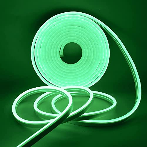 Image of Gesto 16.4 Feet Neon Lights with 12V Adaptor - Wall Decor Led Strips Lights for Decoration,Cuttable Flexible Decorative Lights for Customized Name |Waterproof Rope Light for Indoor,Outdoor(Green)