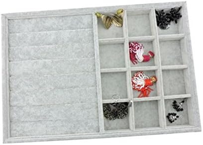 BOCAR Grey Velvet Jewelry Display Showcase Organizer Holder for Necklace Bracelet Ring Earring (GP-JZ+12G)