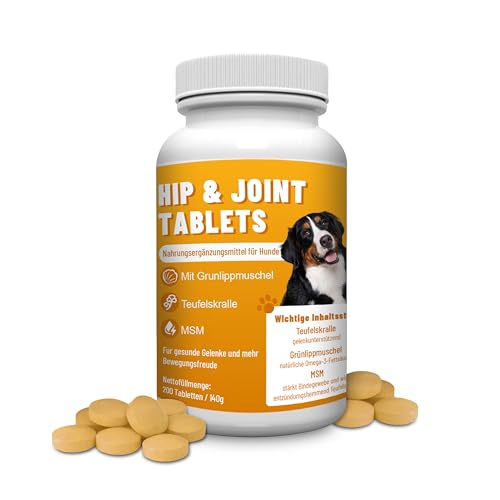 Gelenktabletten für Hunde mit Grünlippmuschel, MSM und Teufelskralle – 200 Stück