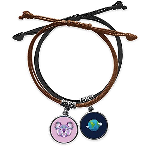 Pulsera de koala de Australia cadena de cuero cordon de mano ajustable tierra