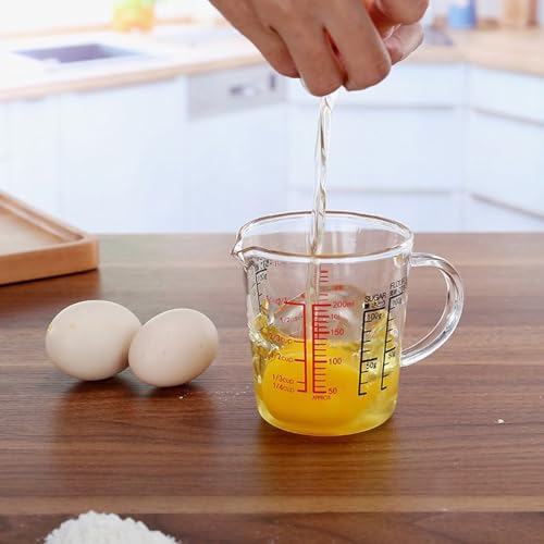 Taza medidora de vidrio de borosilicato apta para microondas con marcas de medición transparentes 5