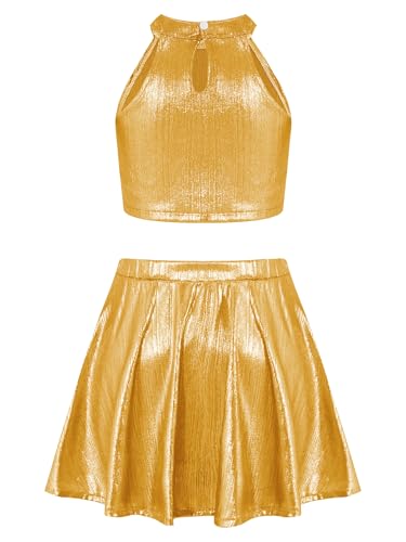 Traje disco metálico de alta calidad para competiciones infantiles 4