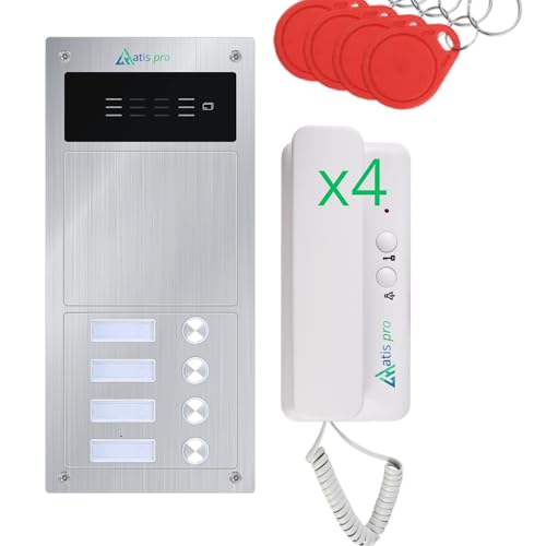 Kit interphone Audio 2 Fils pour immeuble – Anti-vandalisme avec Lecteur RFID – Kit Complet...
