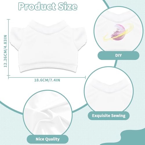4 PCS Stuffed Bear Basic T Shirt Clothes for 10-12Inch, T Shirt Classic Crew Neck Bear, Cute Tiny Clothes DIY Bear Toy (for 10-12 Inch,White)