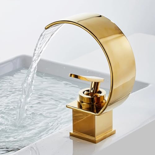 Nowoczesna bateria łazienkowa zlew jednouchwytowy kran mieszający mosiądz wodospad design stylowa bateria umywalkowa współczesna oprawa łazienkowa trwała i elegancka