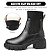 ziitop Women Platform Chelsea Boots Fashion Elastic Ankle Booties Lug Sole Chunky Block Heel Leather Fall Boots Ladies