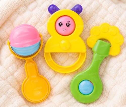 Image of Zest 4 Toyz Baby Rattle Toy, 6-12 Months Rattles and Teether for Babies Lovely Attractive Non Toxic Rattles for Kids (Pack of 3)