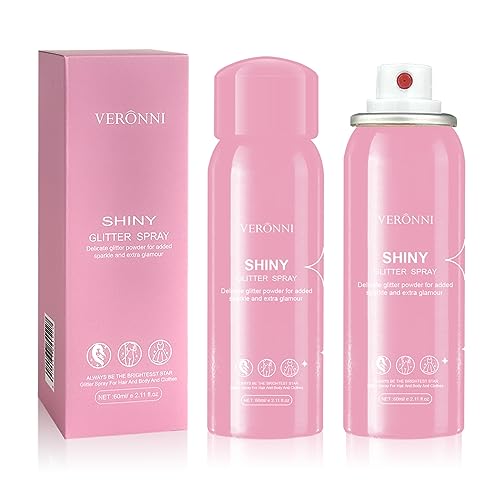 Body Glitter Spray 2 Pack, Glitter Spray for Hair and Body,Face Glitter Makeup Body Shimmer Spray,Lightweight High Pigmented Quick Dry Long-lasting Hair Glitter (2PCS)