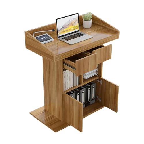 Soporte de podio de madera para iglesia y escuela, atril resistente con armarios de almacenamiento y cajones, perfecto para hablar en público, presentaciones, eventos, sermones y conferencias