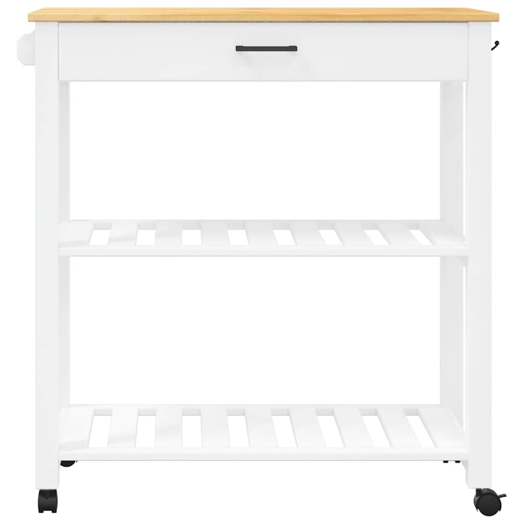 Carro de cocina Monza 84 x 40 x 88,5 cm de madera maciza de pino con cajón y 3 estantes para uso versátil en la cocina, salón y espacio de trabajo